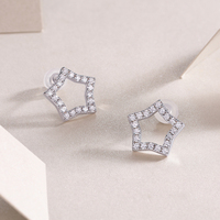 Boucles d'oreilles clous en argent sterling 925 avec étoile creuse et moissanite pour femme, micro-pavé de moissanite, couleur D, pureté VVS1