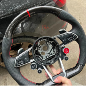 Volant sport en cuir perforé noir amélioré YLA en promotion pour <span class=keywords><strong>Audi</strong></span> S6 S7 A4 A5 A6 A7 Q3 Q5 A3 S3 S8 R8 - Product Image 5