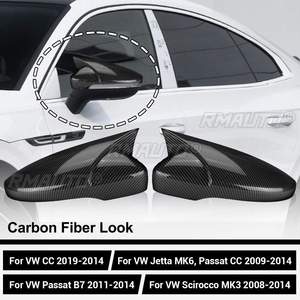 ฝาครอบกระจกมองหลังด้านข้าง2ชิ้นฝาครอบเครื่องมือกระจกเงาสีดำเงาสำหรับ VW สำหรับ Jetta MK6สำหรับ Passat B7สำหรับ Scirocco CC - Product Image 1