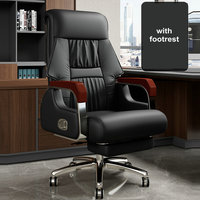 Chaise de bureau de luxe réglable en hauteur, en cuir synthétique, ergonomique, pivotante, avec ou sans repose-pieds