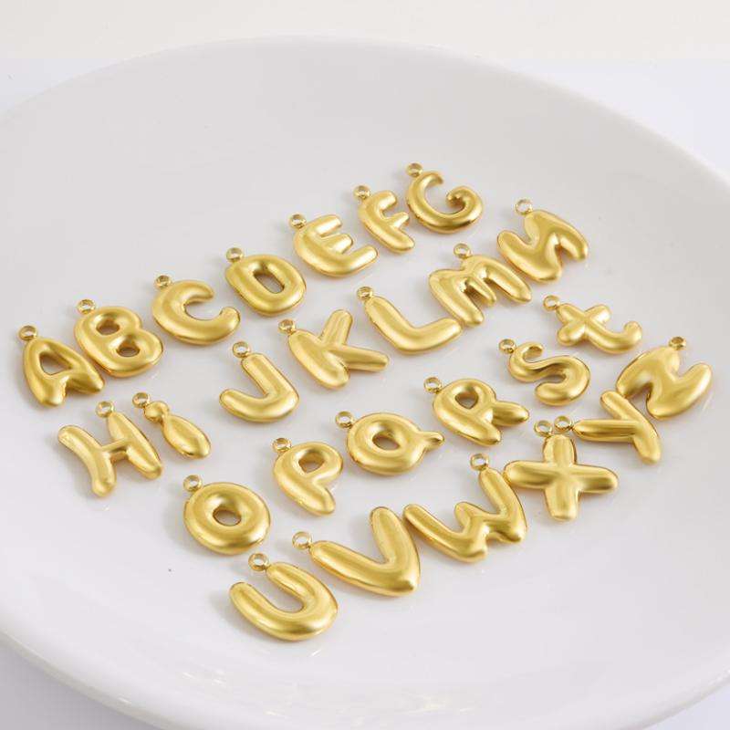 26 English Letter Pendant 18K Gold Plated Bubble Charm Body 304 ...