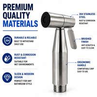 Kit de pulvérisation pour bidet de salle de bain OEM en acier inoxydable 304, avec tuyau de douche flexible et support mural