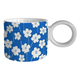 Tasse à thé en céramique bleue personnalisée avec petite fleur, directement de l'usine en Chine, pour cadeaux d'affaires, tasses à expresso incluses - Product Image 1