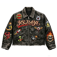 Fabricant de vestes en jean de luxe pour hommes, sur mesure, vintage, effet vieilli, coupe ample, courte, avec patchs brodés, style mode, OEM