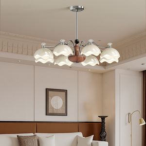 Cream Colored Living Room Chandelier Multi Head Led <b>Light</b> Round Design For Bedroom Dining Room Hall Main <b>Light</b> Retro Style - Product Image 2