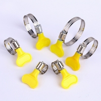 Colliers de serrage à vis sans fin réglables en acier inoxydable de 8 à 44 mm avec poignée en plastique jaune, OEM pour tubes