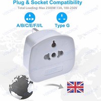 Adaptateur de voyage avec prise standard britannique 13A vers prise standard américaine, adaptateur de voyage avec prise triangulaire HK avec fusible