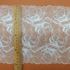 New Design Elastic Chantilly African Lace Fabric 20cm Width Nylon Spandex Knitted Stretch Lace Clothes Wholesale Use Underwear