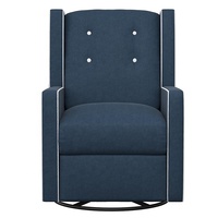 Fauteuil inclinable pivotant et coulissant en velours blanc et bleu, capitonné, avec repose-pieds, pour salon, design moderne