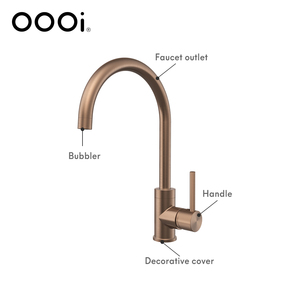 Grifo de cocina monomando de latón macizo color oro desierto, mezclador de agua fría y caliente extraíble, modelo KFC008-NM-BRG - Product Image 1