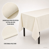 Nappe rectangulaire classique tissée ivoire 240 g/m² en polyester filé MJS pour usage commercial, hôtels, restaurants, location, taille personnalisée