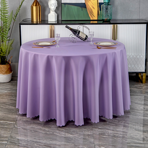 Bán buôn rắn màu 120 inch tối giản vòng Polyester khách sạn bảng vải 132 inch Trắng tiệc bên Khăn trải bàn - Product Image 6