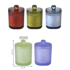Bocal en verre épais multicolore, carré, grand, rond, style <span class=keywords><strong>fauvisme</strong></span>, vide, pour décoration intérieure, aromathérapie, fabrication de bougies - Product Image 3