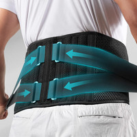 Ceinture lombaire respirante en maille antidérapante pour soulagement de la douleur, avec coussinet amovible et double sangle de soutien de la taille, adaptée aux quatre saisons