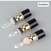 Échantillons disponibles en gros ensemble de pinceaux de maquillage Portable 3-en-1 Mini pinceau fond de teint cheveux synthétiques pinceau fard à joues poudre libre