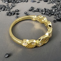 Bague empilable en feuille de moissanite et diamant, base en argent S925 plaqué or vermeil, bijoux fins pour femme, cadeau de mariage ou de fiançailles
