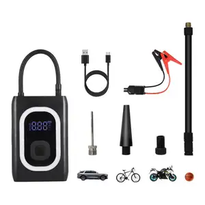 Car jump starter with compressor and power bank emergency SOS light cordless pumping powerbank function tire inflator