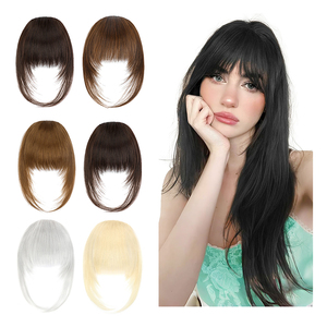 Gran oferta, <span class=keywords><strong>Clip</strong></span> de flecos frontales franceses en extensiones de cabello, <span class=keywords><strong>flequillo</strong></span> de cabello falso sintético con patillas - Product Image 1