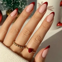 Fournisseur d'ongles personnalisés : Faux ongles en gel souple réutilisables, étanches, forme amande, avec pointe française de luxe, à presser