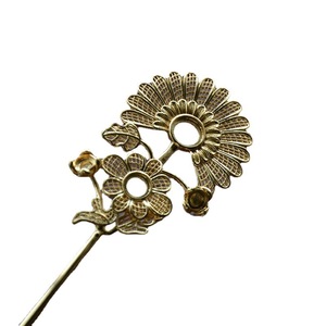 Épingle à cheveux en cuivre pur plaqué or, 195 mm, filigrane fait main, motif tournesol, style dynastie Ming, accessoire de mariage - Product Image 5