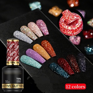 Gel à ongles réfléchissant effet diamant brisé, rouge vin, scintillant, à polymérisation UV, pour la décoration des ongles de fête et de vacances - Product Image 1