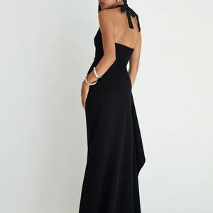 Vestidos Maxi Negros para Mujer, Cuello Halter, Escote en V Profundo, Abertura Alta, Elegantes, Formales, para Fiesta de Noche - Product Image 2