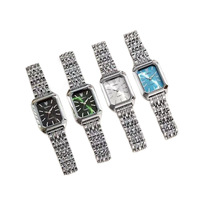 Ensemble de bijoux pour femmes, 5 pièces, montre carrée argentée, montre-bracelet à quartz en cristal, collier, boucles d'oreilles, bague, bracelet, coffret cadeau pour femmes