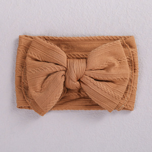 New Style Children's Hair Accessories European and American Jacquard Nylon Hair Band Double Layer Bow Knot <strong>Baby</strong> <strong>Headband</strong> - Product Image 5