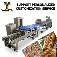 Ligne de production de baguettes françaises automatique contrôlée par PLC YT, capacité de 100 pièces/min, dimensions personnalisables pour équipement de boulangerie industrielle
