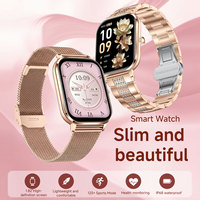 Reloj Inteligente Clásico AK108 con Pantalla IPS Cuadrada de 1.82'', Resistente al Agua IP68, Llamadas por Bluetooth, Frecuencia Cardíaca, SpO2, Presión Arterial, Podómetro, Reloj Inteligente de Salud para Mujer