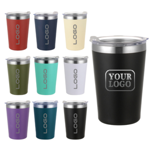 Tumbler Personalizzato con Logo 8oz/12oz in Acciaio Inox 304 Verniciato a Polvere con Isolamento Sottovuoto e Coperchio per Caffè e Latte - Product Image 1