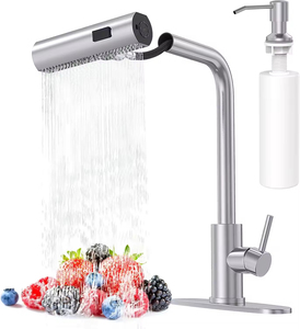 <span class=keywords><strong>Rubinetto</strong></span> da <span class=keywords><strong>Cucina</strong></span> Moderno a Cascata in Acciaio Inox Cromato Spazzolato con Manopola Girevole a 360 Gradi, Montaggio su Piano, Foro Singolo, in Ceramica - Product Image 1