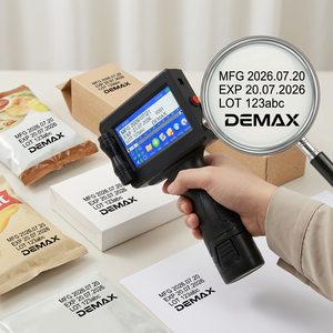 Imprimante à jet d'encre portable DEMAX 600 DPI pour marquage de codes de lots, dates d'expiration, QR codes et logos sur sacs en plastique, cartons, métaux et bois - Product Image 1