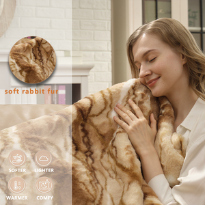 Cast بطانية كهربائية رمي وسادة فرو الأرنب الناعمة شال الركبة الدافئ للمنزل الشتاء - Product Image 2