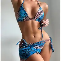 Micro Brazil Chuỗi Đồ Bơi Side Bandage 2 Piece Bikini Set Thiết Kế 2021 Phụ Nữ Leopard Bikini Với Cover Up