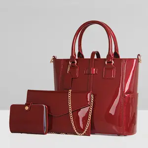 New designer China elegant PU leather bag sets women tote bags 3 in 1 women handbags set for lady