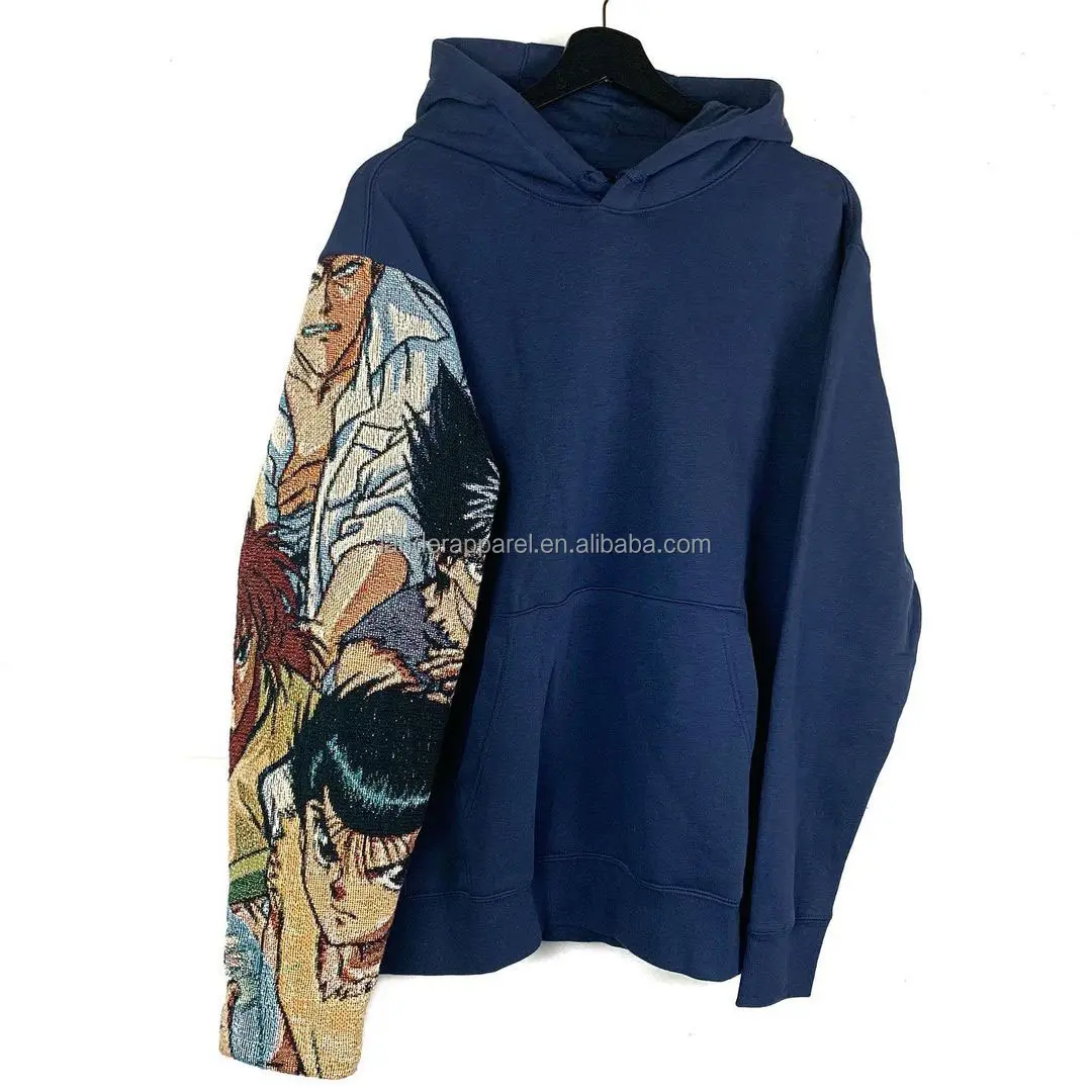 2022 Japanische Spring Tapisserie Hoodies Rundhals ausschnitt Plus Size Sweatshirt Benutzer definierte Jacquard Decke Anime Tapisserie Pullover