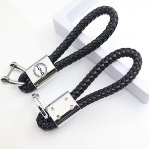Wholesale <b>Custom</b> Car Keyrings Leather Weave Straps <b>Keychain</b> with Car logo for Car Women Men Gift - Product Image 3