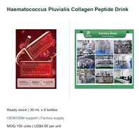 En stock OEM Boisson de peptides de collagène Haematococcus Pluvialis 30 ml x 6 bouteilles SKU E047 Complément alimentaire Marque privée Vente en gros
