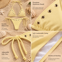 Grosir Kustom Tren Baru Wanita Bikini Segitiga Berhias Rhinestone Repreve Swimwear Baju Renang Berkualitas Tinggi Pantai OEM