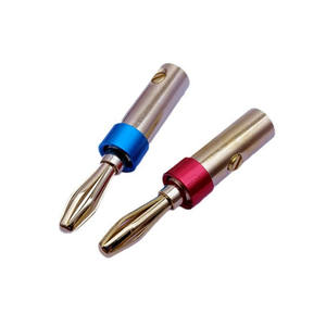 Conector cruzado chapado en oro de cobre de 4 mm, sin soldadura, para amplificador de audio, terminal de altavoz, conector de cable, rojo y azul, salida de fábrica - Product Image 4