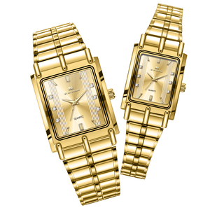 Ensemble de montres carrées en quartz pour couple, acier inoxydable, étanche, mode, montres-bracelets assorties pour homme et femme - Product Image 2