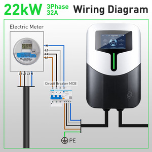 Nouvelles stations de recharge murales OEM 32A Type 2 3 phases avec contrôle WiFi via application, EVSE intelligent OCPP, câble de 5 m, chargeur de voiture électrique domestique 7kW-22kW - Product Image 5
