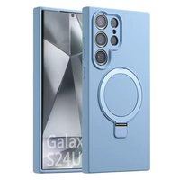 Pour Samsung S25 S24 Ultra S23 Plus liquide 360 support couleur unie trou fin Anti-chute couverture arrière peau Silicone étui de téléphone portable