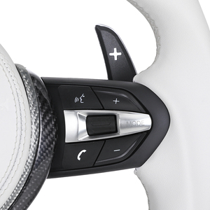 Volant en cuir blanc avec écran LED et fibre de carbone pour <span class=keywords><strong>BMW</strong></span> F10 F16 F20 F30 F31 F32 M3 F80 M4 F82 M2 F87 E88 E90 E92 - Product Image 5