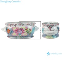 RZSY22-A mewah dilukis tangan daun tembakau Oval berbentuk porselen kaki mandi tanaman anggrek penanam dengan Phoenix dan Flower-and-bird