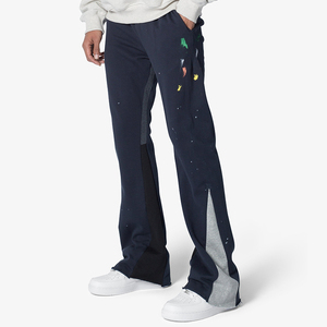 <span class=keywords><strong>Pantalones</strong></span> de chándal personalizados con corte ajustado y acampanado, estilo urbano, estampados, con patchwork, cintura elástica, de poliéster/algodón de alto gramaje, <span class=keywords><strong>para</strong></span> <span class=keywords><strong>hombre</strong></span> - Product Image 1