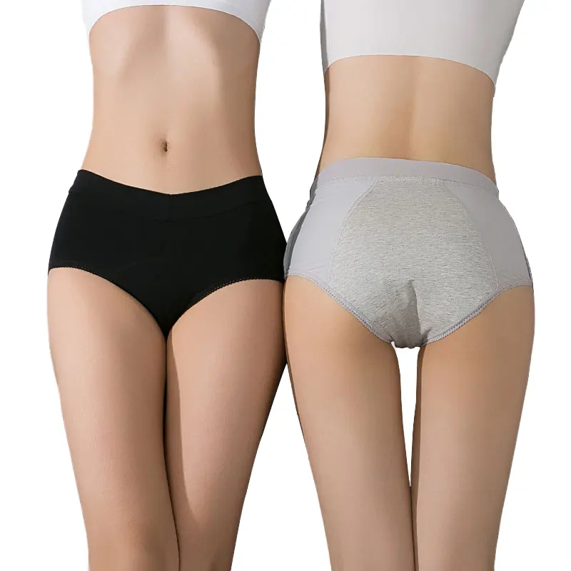 Sous-vêtements menstruels en coton de grande taille, taille haute, 3 couches, culotte menstruelle étanche