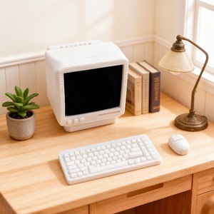<strong>Dollhouse</strong> mini appliances, mini computer model, Blythe doll accessories, vintage desktop computer - Product Image 1