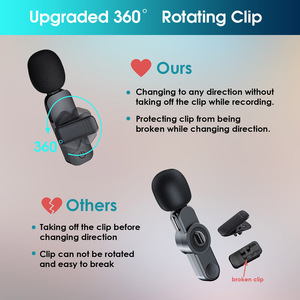PGDLOF Microphone de cravate sans fil professionnel pour iPhone iPad <span class=keywords><strong>YouTube</strong></span> enregistrement vidéo 2 Clip-on Lav Mic Portable - Product Image 2